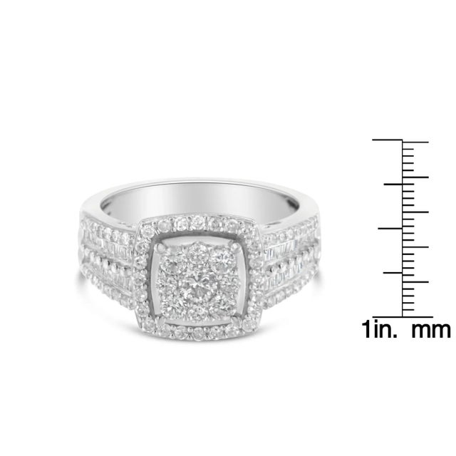 Metal 10K White Gold Diamond Cluster Ring (1 Cttw, H-I Color, I1-I2 Clarity) - Size 6-3/4 For Sale - Image 7 of 7