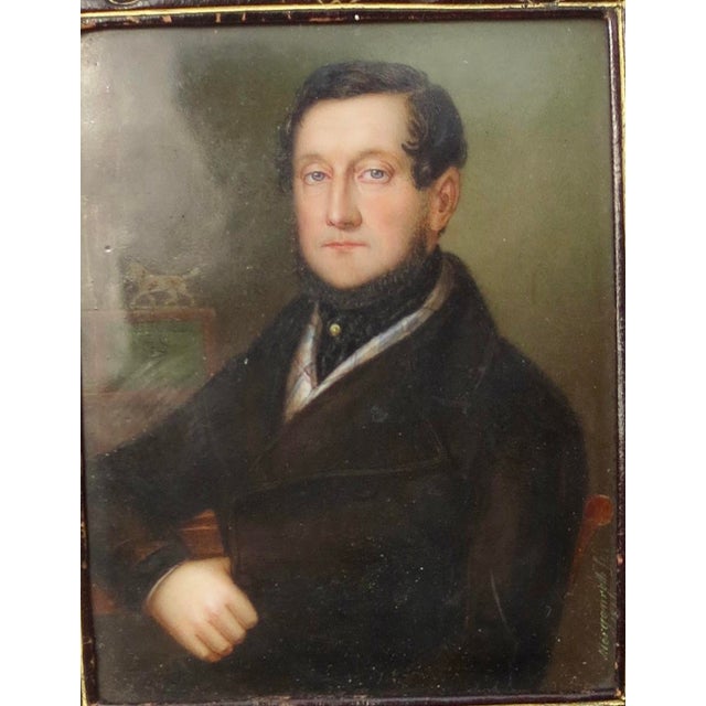 Johann Martin Morgenroth's painting on porcelain, dated by a handwritten dedication in its wallet, 1847. Also a...