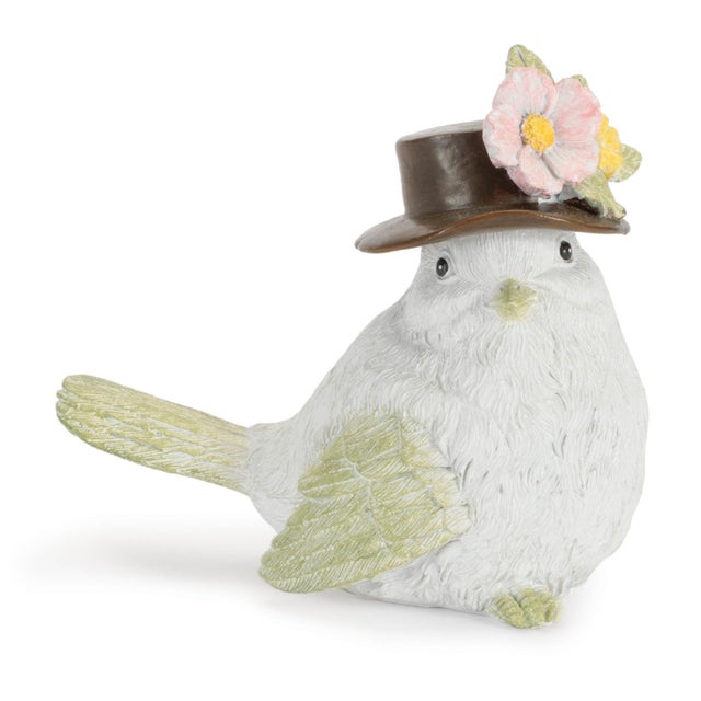 Kenneth Ludwig Chicago Bird with Floral Hat Figurine (Set of 2) For Sale - Image 4 of 5