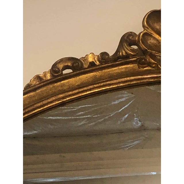 1990s Vintage Italian Carved Wooden Oval Mirror For Sale - Image 5 of 10