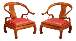 Chinese Pair of Hardwood Horseshoe Back Armchairs