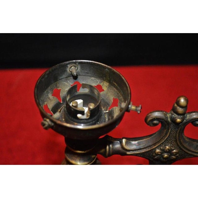 Mid-Century Modern Four-Light Bronze Chandelier with Holophane Prismatic Glass Shades, 1950s For Sale - Image 10 of 18