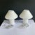 A pair of 1980’s Hala Zeist table lamps. The lamps are in a solid opaque glass with a mushroom shape. The lamps are in...