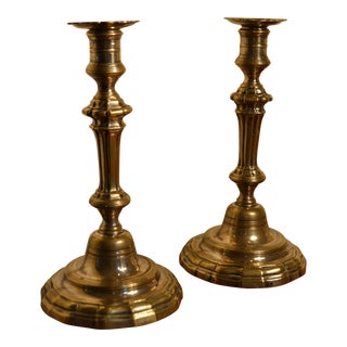 Antique Bronze French Candlesticks- a Pair For Sale