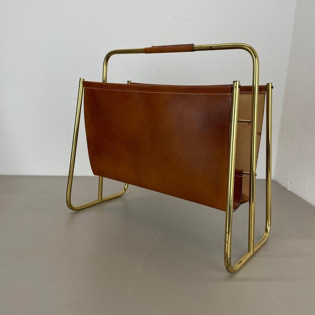 1950s Brass and Leather Model 274 Magazine Holder from Carl Auböck, Austria, 1950s For Sale - Image 5 of 18