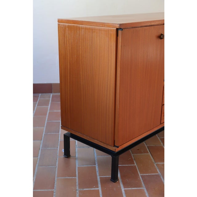 Teak Sideboard with Glazed Centre by Marcel Gascoin for Alveole, France, 1960s For Sale - Image 12 of 18