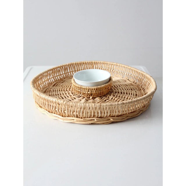 Vintage Woven Serving Tray With Bowl For Sale - Image 11 of 11