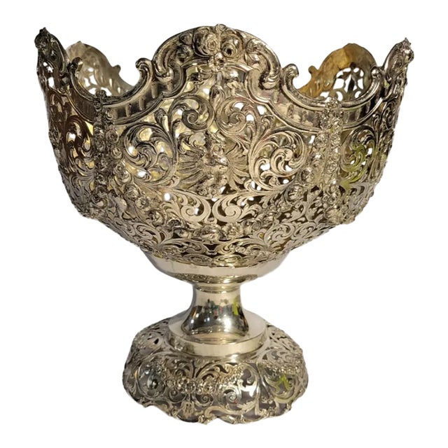 Antique German Coin Silver Pierced Centerpiece For Sale