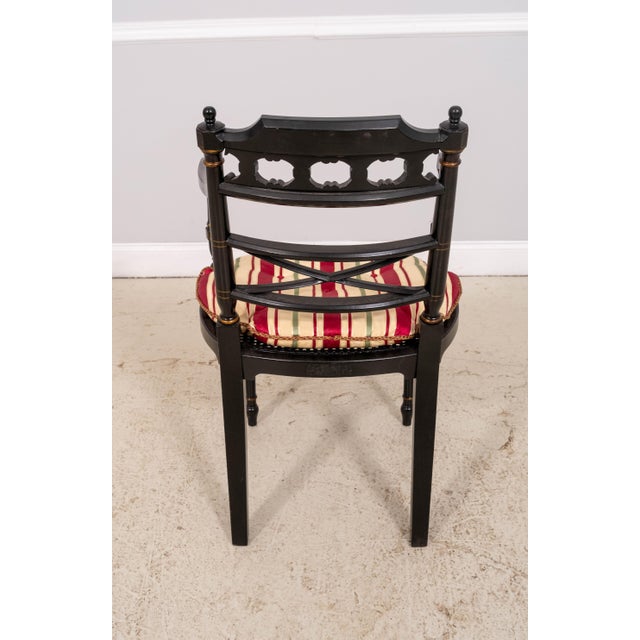 Vintage Regency Style Eglomise & Gilt Cane Seat Armchair For Sale - Image 4 of 18