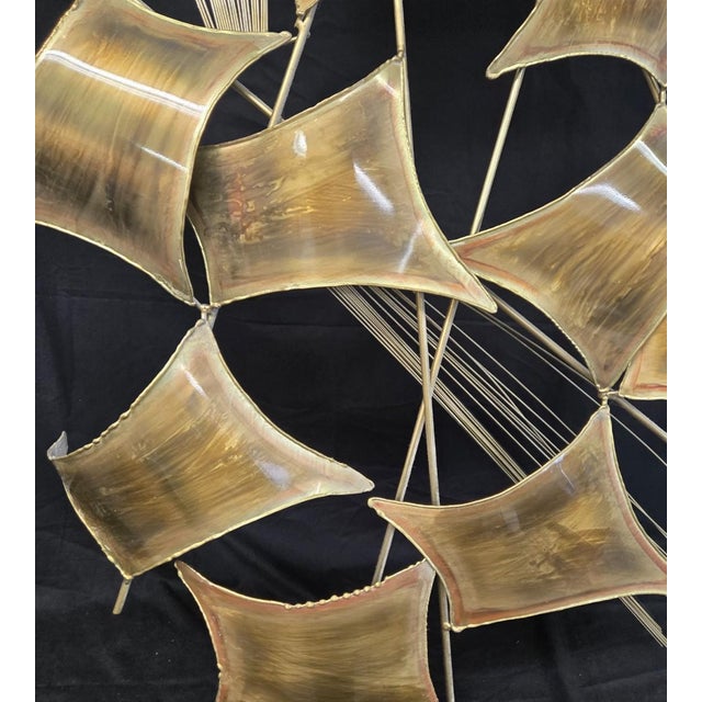 Curtis Jere Vintage Curtis Jeré 55" Mid Century Modern Kinetic Brutalist Wall Sculpture, Brass For Sale - Image 4 of 9