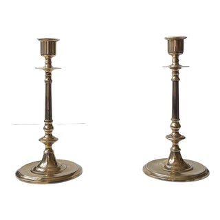 Antique Swedish Brass Candleholders by Carl W. Keijser & Co, Set of 2 For Sale