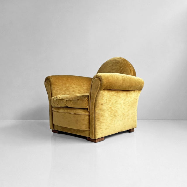 1950s Mid-Century Modern Italian Yellow Velvet Chairs by Tito Agnoli for Poltrona Frau, 1950s, Set of 2 For Sale - Image 5 of 18