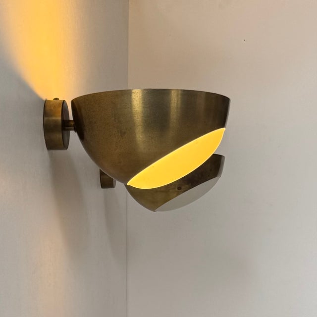 Vintage Brass and Glass Wall Lights, Italy, 1960, Set of 2 For Sale - Image 3 of 11