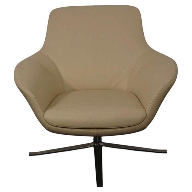 Metal Oscar Swivel Armchair in Cream Leather from Walter Knoll For Sale - Image 7 of 7