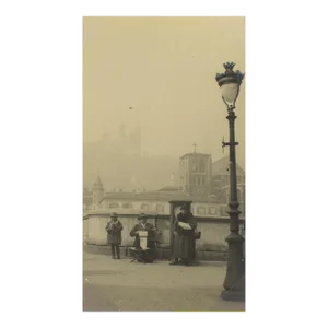 Street Musician in Lyon, France 1930 - Silver Gelatin Black and White Photography