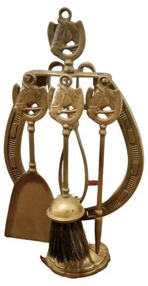 Brass Fireside Companion Horse Set, 1930s, Set of 4