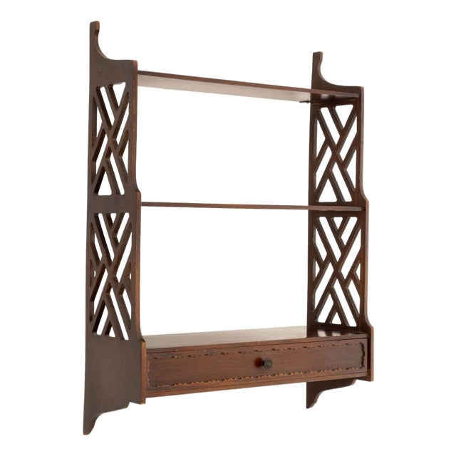 Chippendale Style Mahogany Wall-Hanging Shelf For Sale