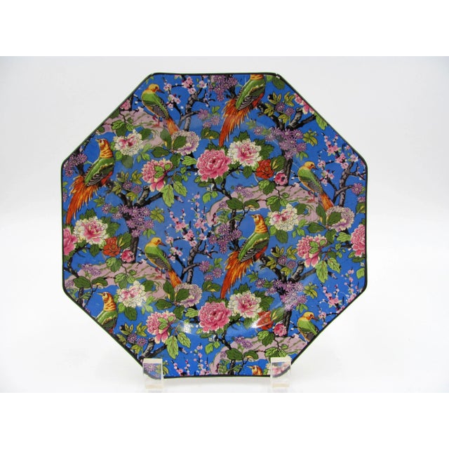 1920s 1920s Crown Ducal Blue Chintz Exotic Birds Luncheon Plates - Set of 6 For Sale - Image 5 of 13