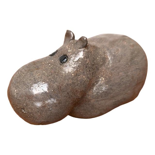 Mid-Century Ceramic Hippo Figurine, 1960s For Sale