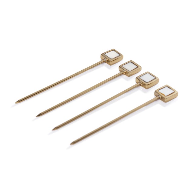 Modern Spiga 4-Piece Set Cocktail Picks , Gold For Sale - Image 3 of 3