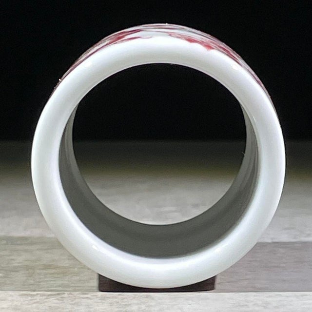 Underglaze Red Porcelain Thumb Ring With Floral Motif For Sale In Los Angeles - Image 6 of 9