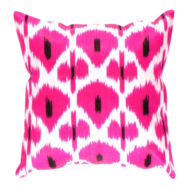 Rose Hand Knotted Turkish Ikat Pillow Cover For Sale