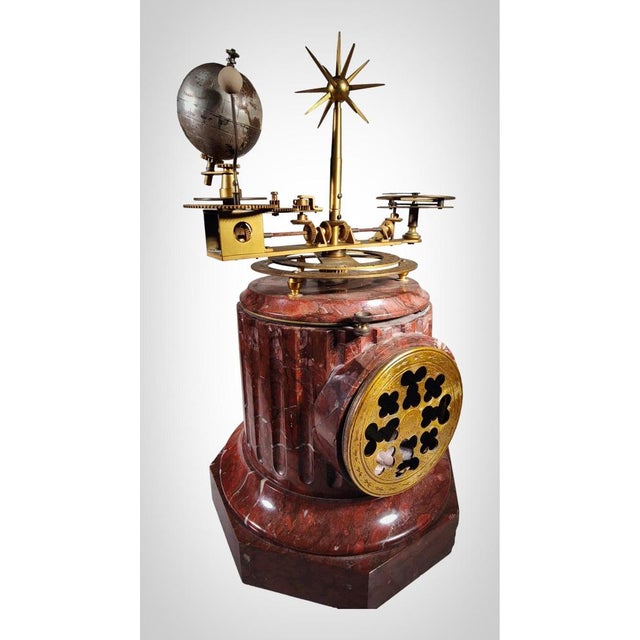 French Planetary Clock in Ingided Brass and Marble, 1880s For Sale - Image 11 of 18