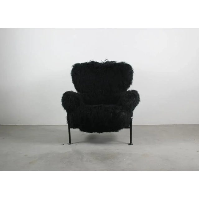 Metal Black Mongolian Wool Pl19 Armchair by Franco Albini for Poggi, Italy, 1950s For Sale - Image 7 of 7