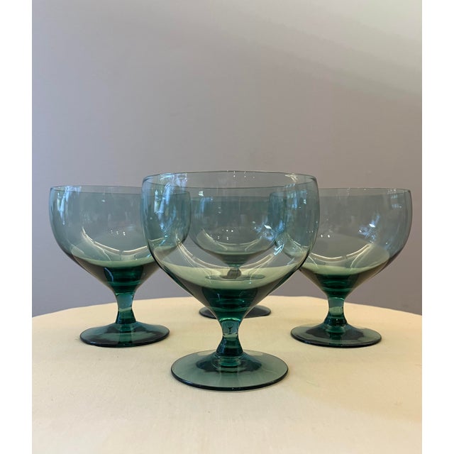 1950s Russel Wright Morgantown Glassware Set of 13 in “Seafoam” - Pinch Base Tumblers & Sherbets - 13-Piece For Sale - Image 6 of 10