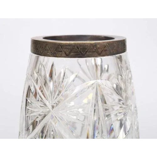 Crystal Vase with Silver Finish For Sale - Image 3 of 5