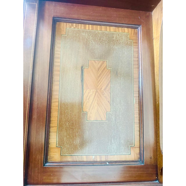 Antique Edwardian Sheraton Revival Inlaid Mahogany Mirror-Back Cabinet For Sale - Image 6 of 8