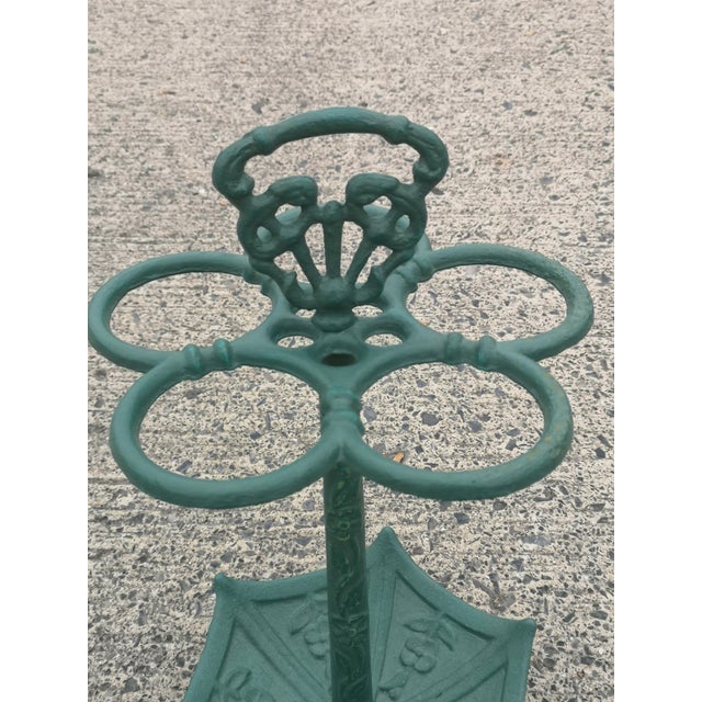 Green Cast Iron Umbrella Stand with Handle, 1920s For Sale - Image 6 of 12