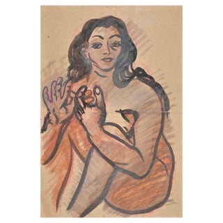 Jean Delpech, Nude, Original Watercolour, Mid-20th Century For Sale