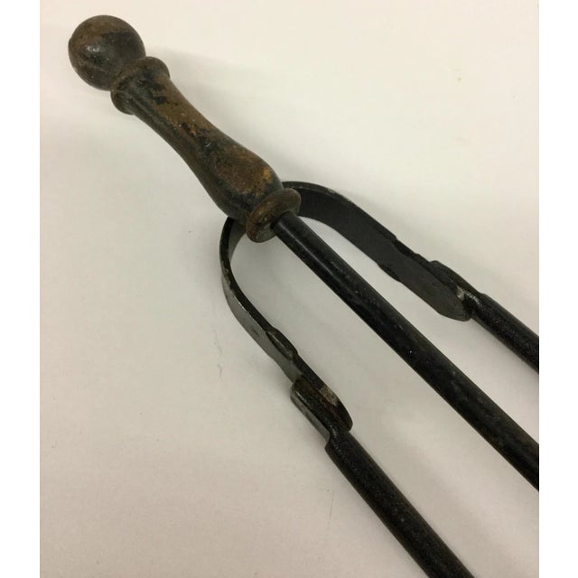 Metal French Antique Wrought Iron Fireplace Tool Set - 2 Piece For Sale - Image 7 of 12