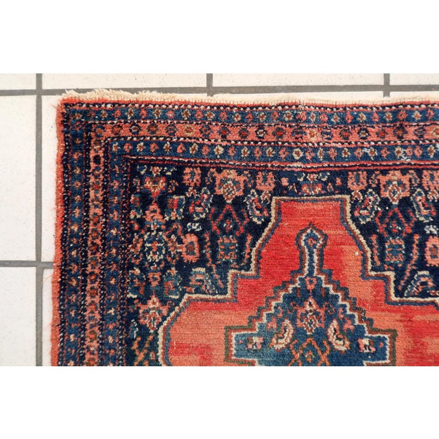 Red 1920s, Antique Persian Senneh Rug 1' X 3' For Sale - Image 8 of 11