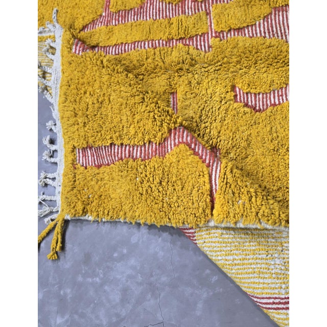 Handmade Textured Mustard Rug - 9 X 6.2 Ft For Sale In Cleveland - Image 6 of 8
