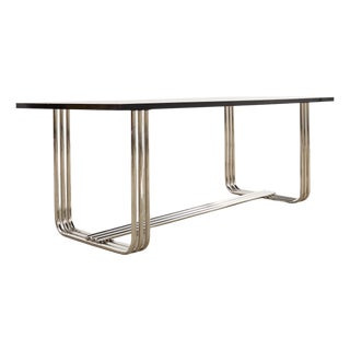 Ralph Lauren Black Lacquer and Chrome Hudson Dining Table For Sale