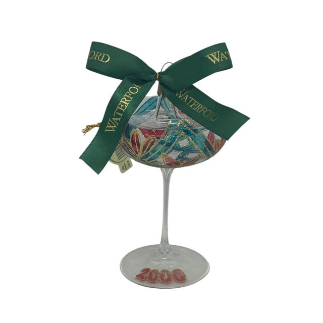 Traditional Waterford Holiday Heirlooms Ornament New Years Toast 2000 Champagne Glass For Sale - Image 3 of 12