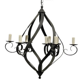 Custom Made French Country Style Iron Chandelier by Illumination Lighting Made For Sale