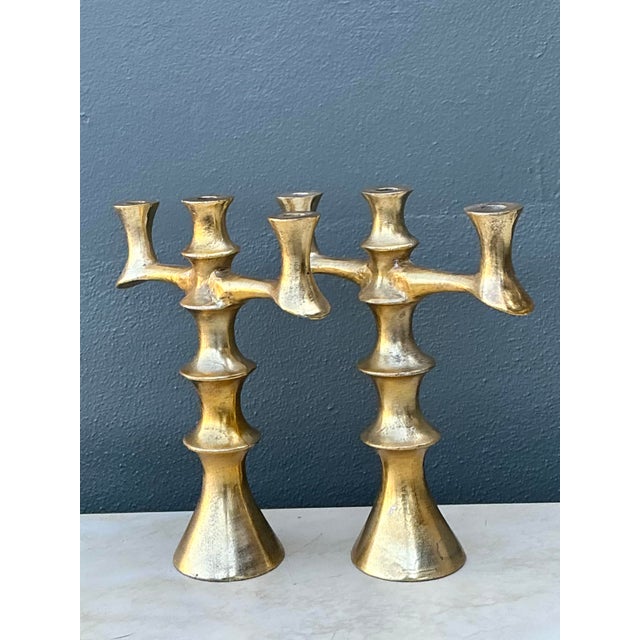 Vintage Brutalist Bronze Candlesticks - A Pair For Sale - Image 10 of 10