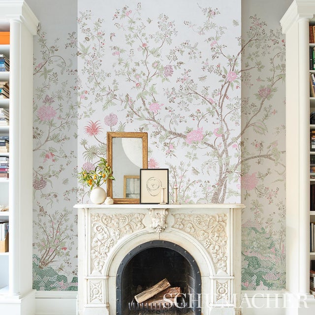 Schumacher Amaltas Panel Set in Green & Pink - 2 Panels For Sale In New York - Image 6 of 6
