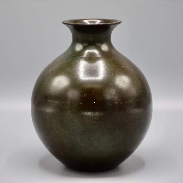 Heavy bronze vase nr 23 from GAB, Guldsmedsaktiebolaget. Probably designed by Just Andersen who in this period designed...
