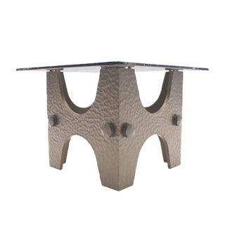 Small Brutalist Bronze Hammer Finish Coffee Table, 1960s For Sale