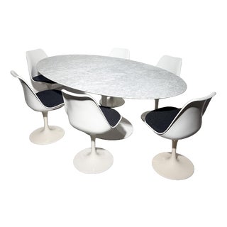Oval Tulip Dining Table and Swivel Chairs by Rudi Bonzanini, Italy, 1960s, Set of 7 For Sale