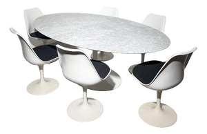 Oval Tulip Dining Table and Swivel Chairs by Rudi Bonzanini, Italy, 1960s, Set of 7