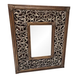 20th Century Wall or Floor Mirror Ornately Carved Gilt 6' Wood For Sale