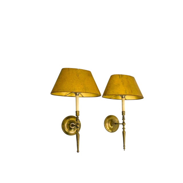 Mid-Century Modern Vintage French Barley Twist Brass Wall Lights, 1970, Set of 2 For Sale - Image 3 of 12
