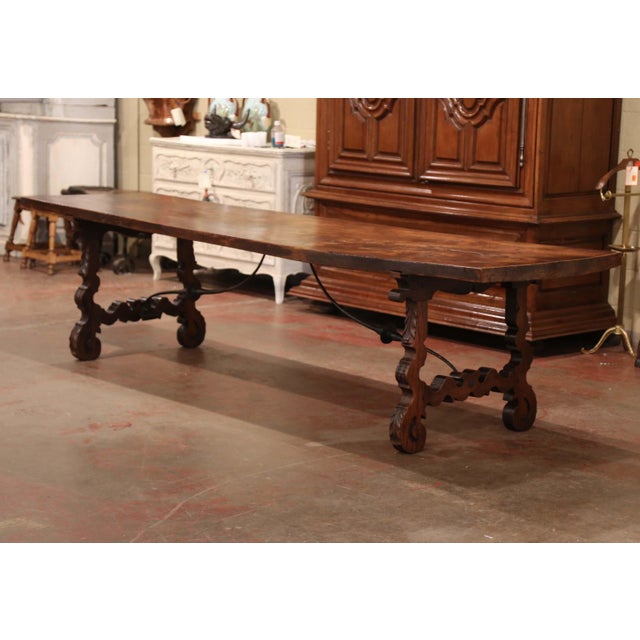 Mid 19th Century Spanish Carved Elm And Wrought Iron Dining Room