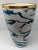 Metal Italian European Oversized Teal Swirl Ceramic Vase With Gold Rim For Sale - Image 7 of 7