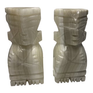 Carved Stone Bookends - a Pair For Sale